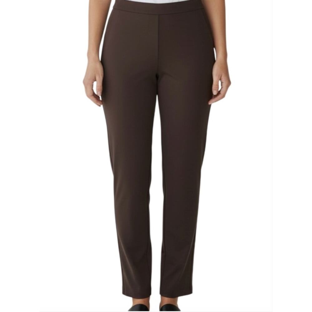 Susan Graver Liquid Knit Pull On Pants XLT Brown Straight Leg Travel Career - Picture 7 of 7